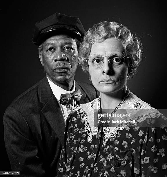 Morgan Freeman and Dana Ivey in costume for the hit play "Driving Miss Daisy" in June 1987.