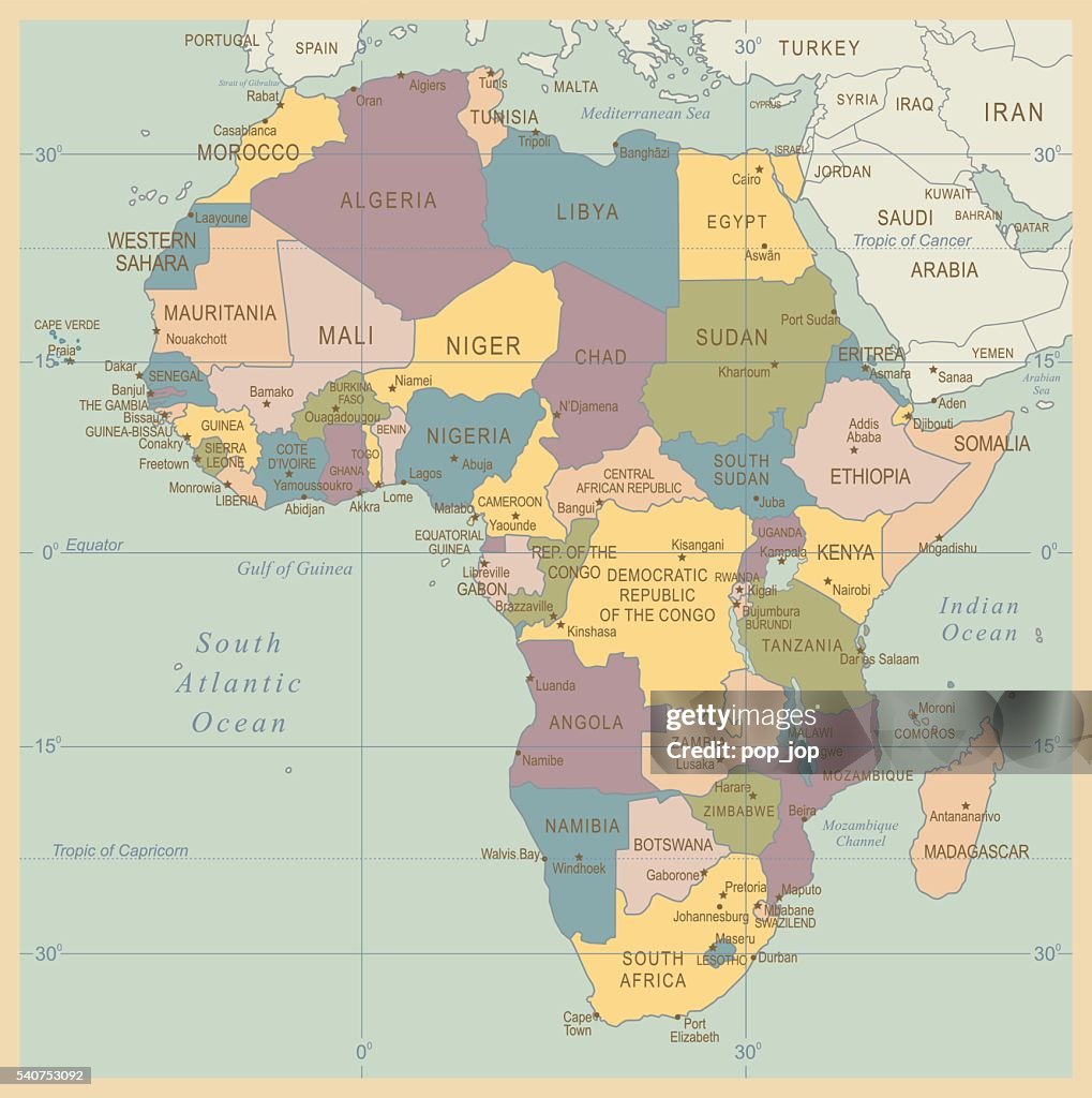 Vintage Karte von Afrika
