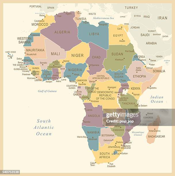 vintage map of africa - mali stock illustrations