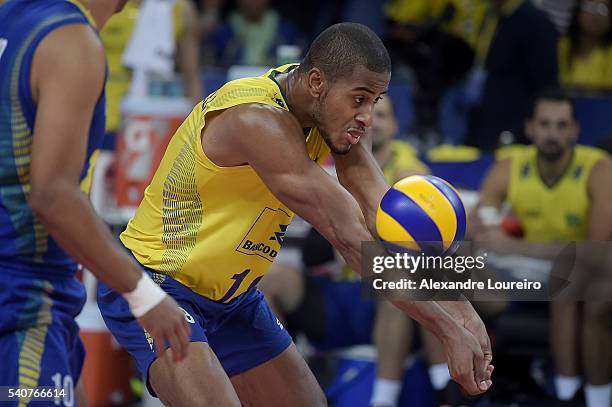 Lucarelli of Brazil in action during the match between Brazil and Iran on the FIVB World League 2016 - Day 1 at Carioca Arena 1 on June 16, 2016 in...