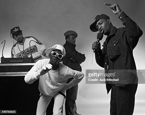 Chuck D, Flavor Flav and Terminator X, members of the hip hop group Public Enemy, photographed on May 1, 1987.