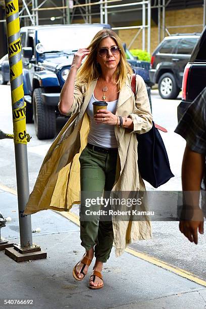 Jennifer Aniston seen out in West Village on June 16, 2016 in New York City.