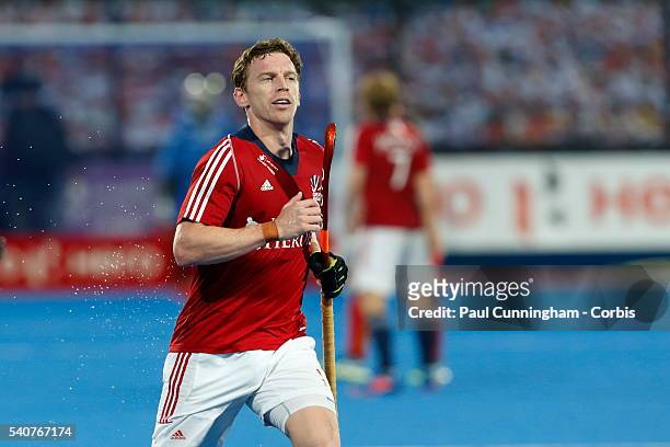 Michael Hoare of Great Britain during the FIH Mens Hero Hockey Champions Trophy match between Great Britain and Belgium at Queen Elizabeth Olympic...