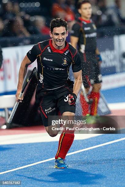 Tanguy Cosyns of Belgium during the FIH Mens Hero Hockey Champions Trophy match between Great Britain and Belgium at Queen Elizabeth Olympic Park on...