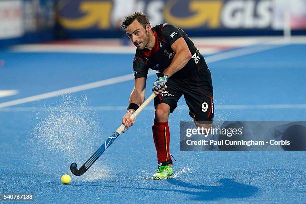 Harry Martin of Belgium during the FIH Mens Hero Hockey Champions Trophy match between Great Britain and Belgium at Queen Elizabeth Olympic Park on...