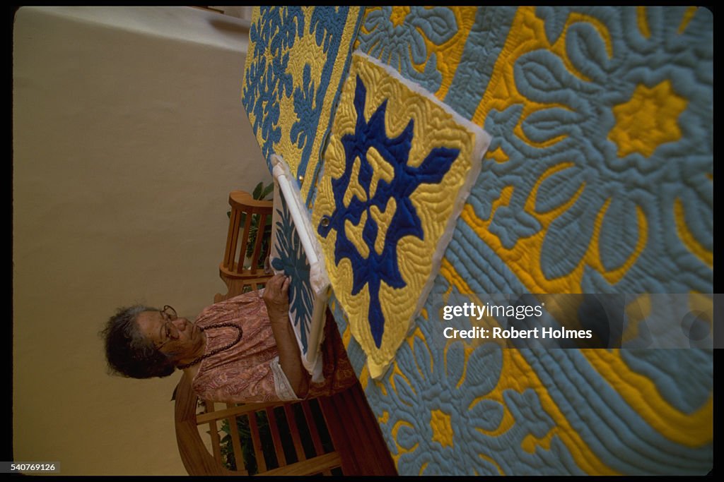 Woman Quilting