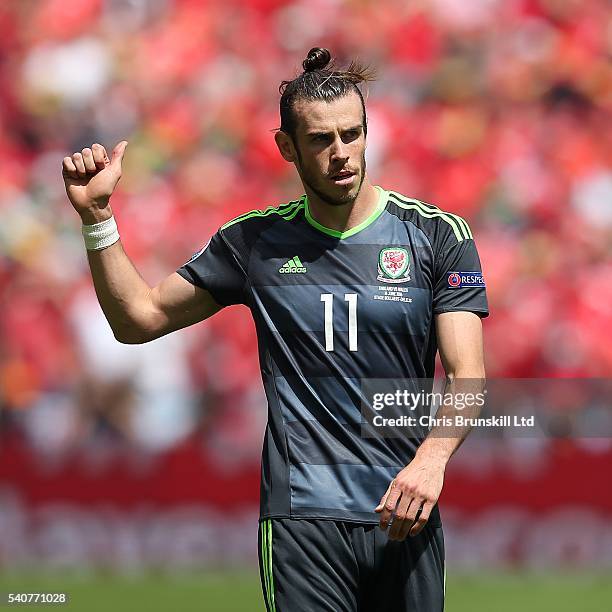 Gareth Bale of Wales looks on during the UEFA Euro 2016 Group B match between England and Wales at Stade Bollaert-Delelis on June 16, 2016 in Lens,...