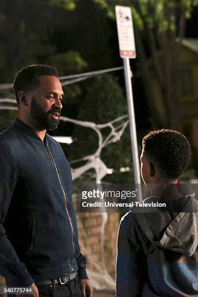 Going To Jail Party" Episode 104 -- Pictured: Mike Epps as Buck Russell, Sayeed Shahidi as Miles Russell --
