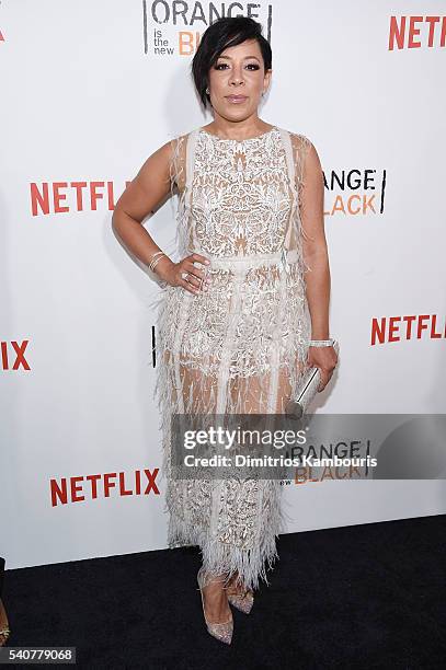 Actress Selenis Leyva attends "Orange Is The New Black" premiere at SVA Theater on June 16, 2016 in New York City.