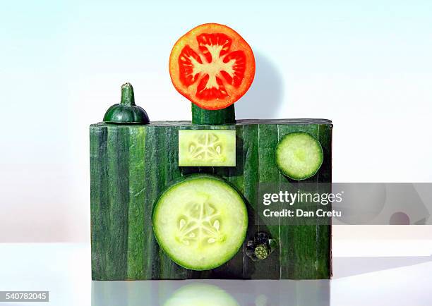 cucumber camera - food sculpture stock pictures, royalty-free photos & images