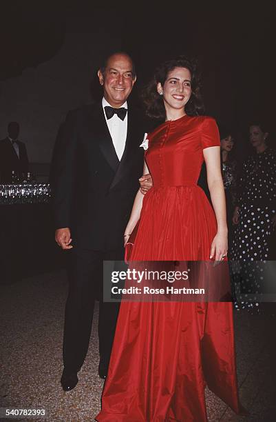 Dominican American fashion designer Oscar de la Renta with his stepdaughter Eliza at a Costume Institute Gala benefit in the Metropolitan Museum of...