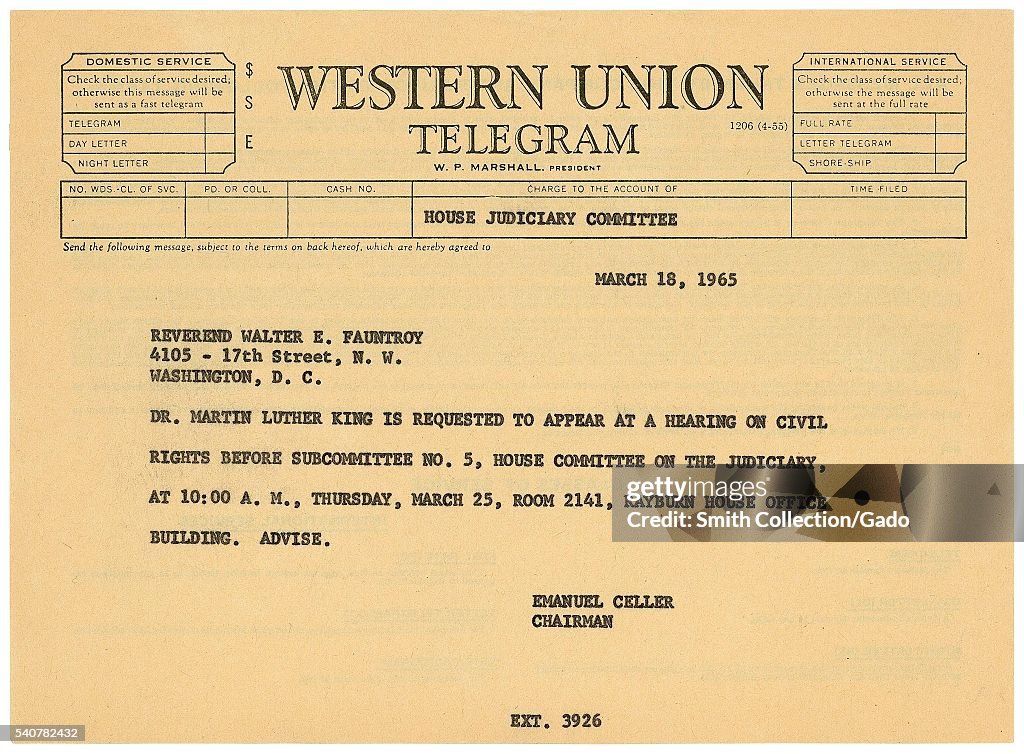 Telegram To Reverend Walter Fauntroy