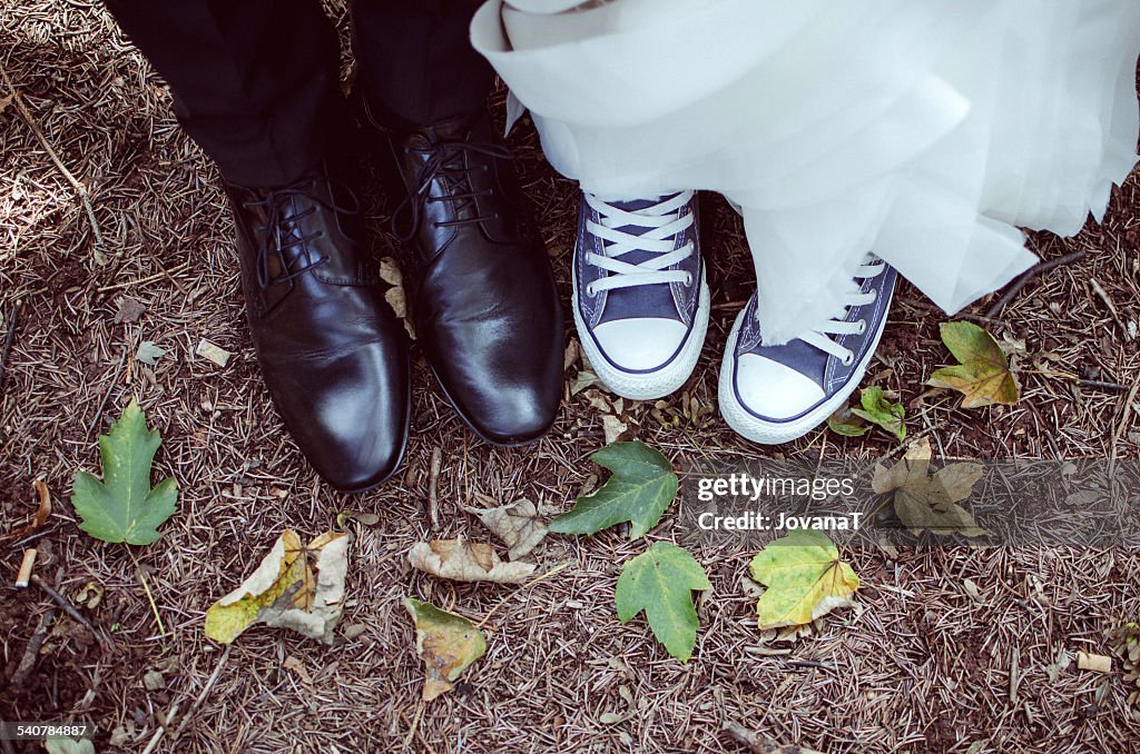 Bride and groom and their shoes