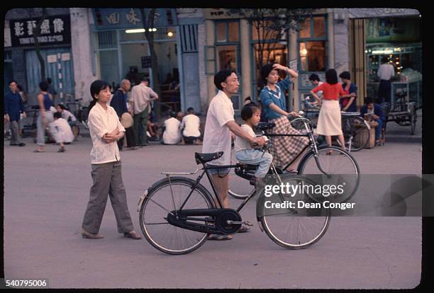 Chinese Family on Bicycles