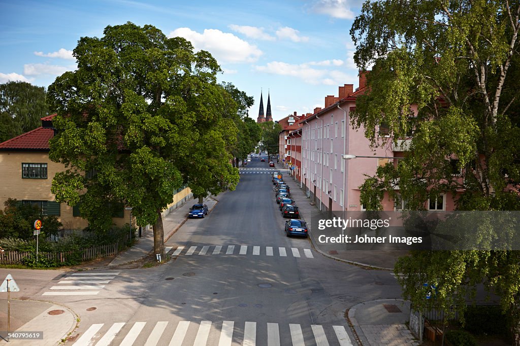 High angle view of quiet street
