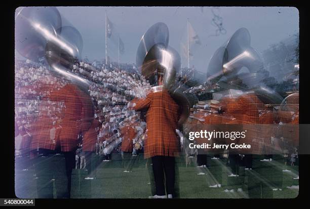 The Princeton University marching band performs during half-time at the Princeton Dartmouth football game.