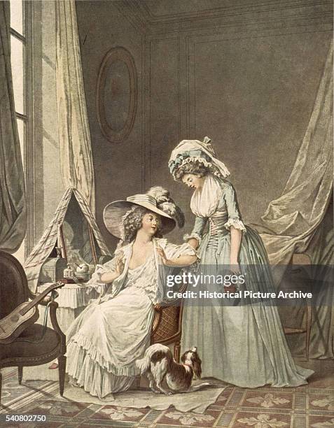 An engraving by Francois Janinet after Nicolas Laureince's L'Aveu Difficile.