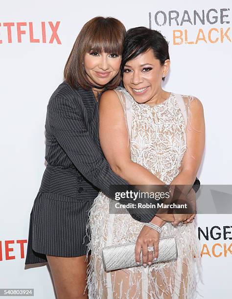 Actress Jackie Cruz and Selenis Leyva attend "Orange Is The New Black" New York City Premiere at SVA Theater on June 16, 2016 in New York City.