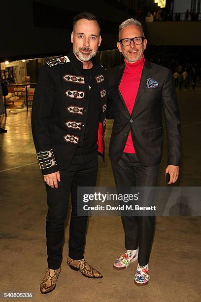David Furnish and Patrick Cox attends the launch of the Tate Modern extension on June 16, 2016 in London, England.