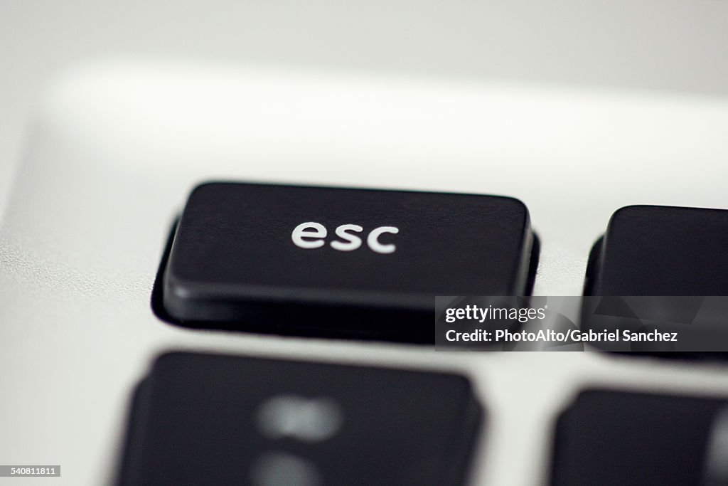 Close-up of escape key on computer keyboard