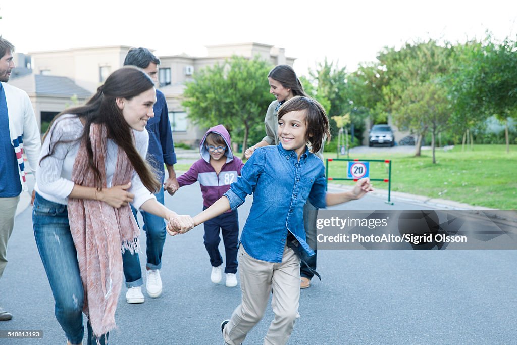 Family playing together outdoors