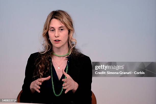 Minister Marianna Madia during a press conference at Palazzo Chigi after the Council of Ministers No. 120 speaking about the reform of public...