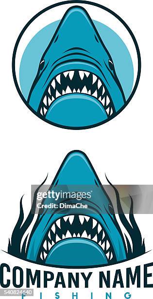 angry shark emblems - animal teeth 幅插畫檔、美工圖案、卡通及圖標