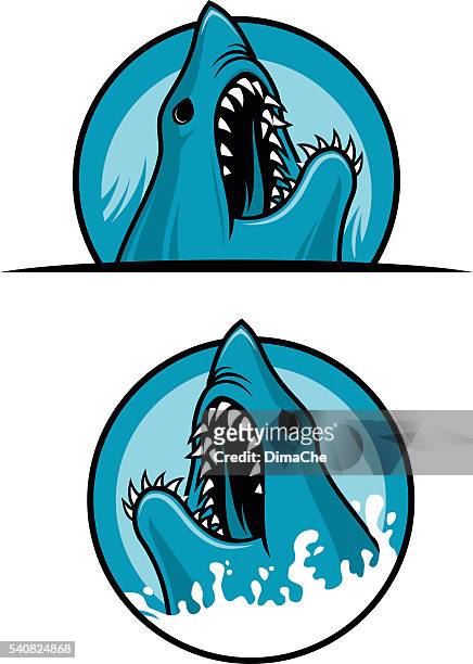 shark emblems - animal teeth stock illustrations