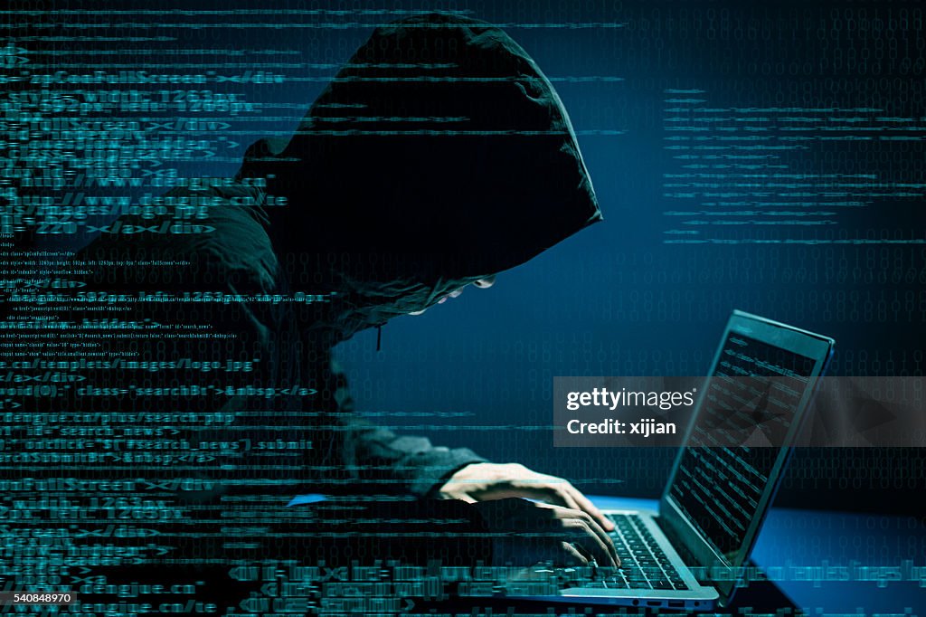 Hacker attacking internet