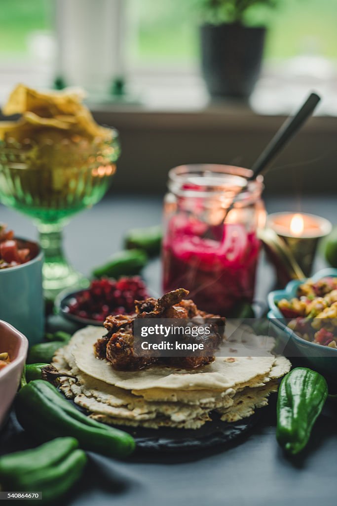 Tex Mex la cena, comida mexicana fotografía