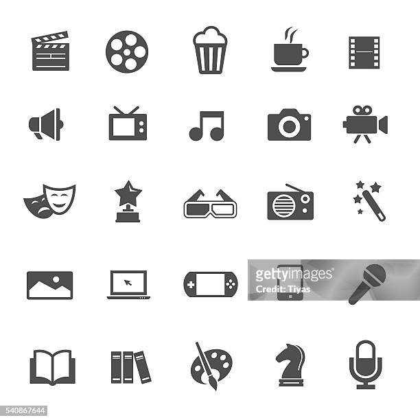 ilustraciones, imágenes clip art, dibujos animados e iconos de stock de iconos de entretenimiento - arts culture and entertainment