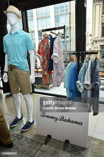The Tommy Bahama Island Zone Collection with 37.5 display at the 37.5/Cocona Brand showcase event at Gansevoort Park Avenue on June 16, 2016 in New...