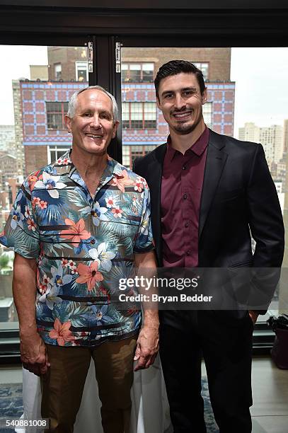 Of Cocona/37.5 Jeff Bowman and Hockey player Chris Krieder of the NY Rangers for Bauer Hockey attend the 37.5/Cocona Brand showcase event at...