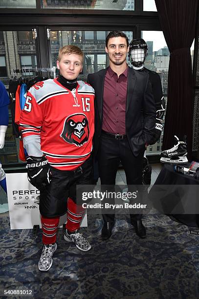 Model wearing Bauer Hockey and Hockey player Chris Krieder of the NY Rangers for Bauer Hockey attend the 37.5/Cocona Brand showcase event at...