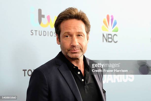 Actor David Duchovny arrives at the Premiere of NBC's "Aquarius" Season 2 at The Paley Center for Media on June 16, 2016 in Beverly Hills, California.