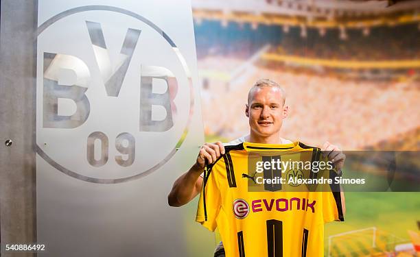 Borussia Dortmund unveils new signing Sebastian Rode on June 6, 2016 in Dortmund, Germany.