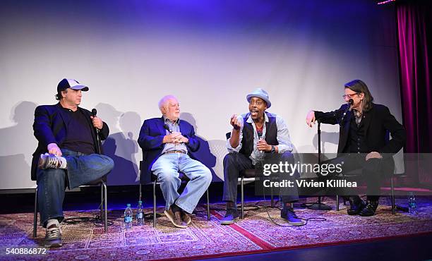 Writer David Hall, executive producer Ken Ehrlich, TV personality Arsenio Hall and Vice President of the GRAMMY Foundation Scott Goldman speak at...