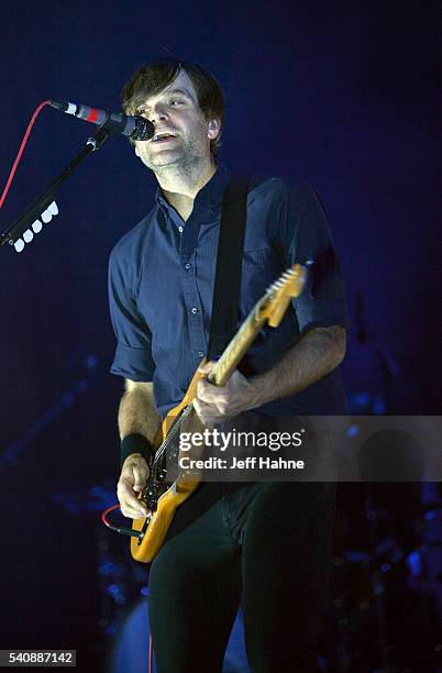 Singer/guitarist Ben Gibbard of Death Cab For Cutie performs at Charlotte Metro Credit Union Amphitheatre on June 16, 2016 in Charlotte, North...