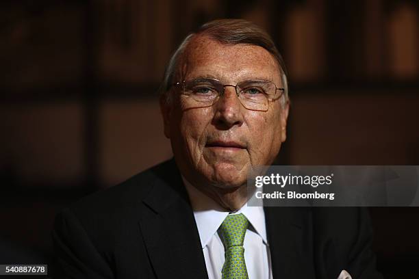 Klaus Mangold, chairman of TUI AG, poses for a photograph following a Bloomberg Television interview on the opening day of the St. Petersburg...