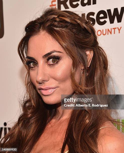 Personality Lizzie Rovsek attends the premiere party for Bravo's "The Real Housewives of Orange County" 10 year celebration at Boulevard3 on June 16,...