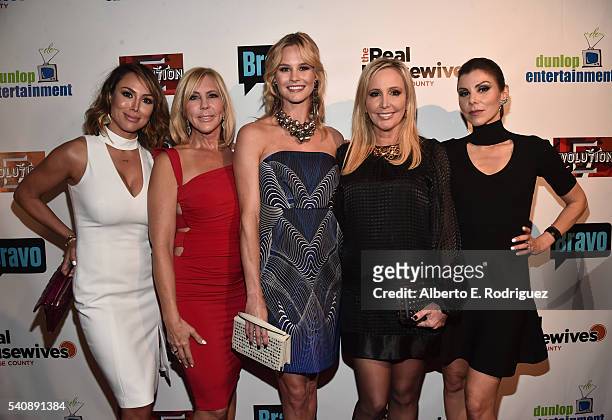 Persoanlities Kelly Dodd, Vicki Gunvalson, Meghan King Edmonds, Shannon Beador and Heather Dubrow attend the premiere party for Bravo's "The Real...