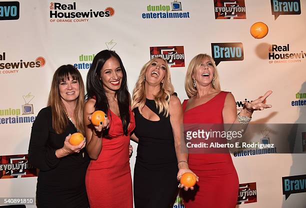 Personalities Jeana Keough, Jo De La Rosa, Lauri Peterson and Vicki Gunvalson attend the premiere party for Bravo's "The Real Housewives of Orange...