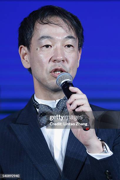 Kentaro Fujiwara, CEO of Shiseido China attends the promotional event for Shiseido's Cle de Peau Beaute at Fairmont Peace Hotel on June 16, 2016 in...