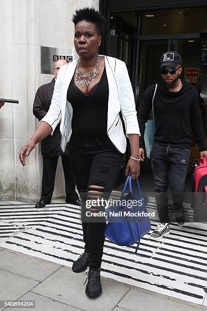 Leslie Jones seen at BBC Radio promoting the Ghostbusters movie on June 17, 2016 in London, England.