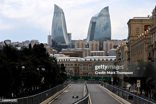 Lewis Hamilton of Great Britain driving the Mercedes AMG Petronas F1 Team Mercedes F1 WO7 Mercedes PU106C Hybrid turbo on track during practice for...