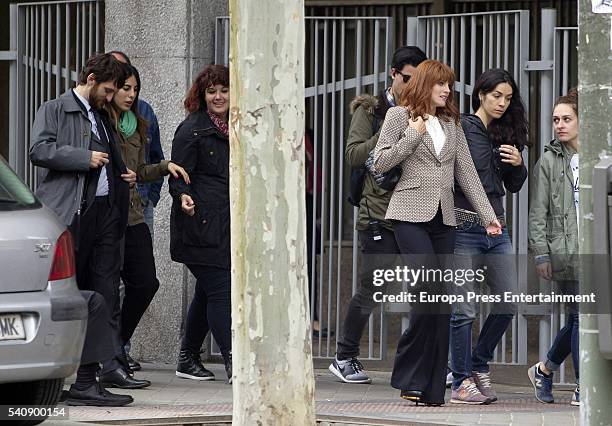 Raul Arevalo and Amaia Salamanca are seen on the set filming of 'La Embajada' on June 16, 2016 in Madrid, Spain.