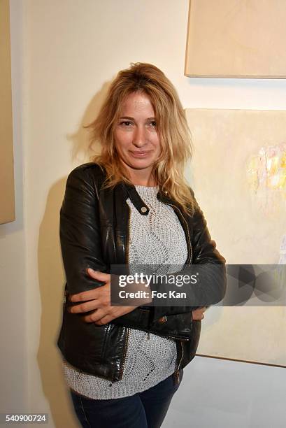 Sonia Dufeu attends Je Vois un Cypres Pres de Bone' Safia Haddad tribute to her father Malek Haddad Exhibition Preview at Galerie Catherine Houard on...