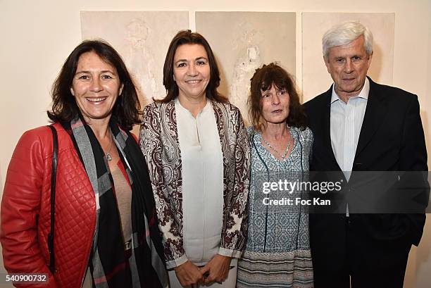 Pierre Dassas, his sister painter Safia Haddad, Catherine Houard and Nathalie Dassas attend Je Vois un Cypres Pres de Bone' Safia Haddad tribute to...