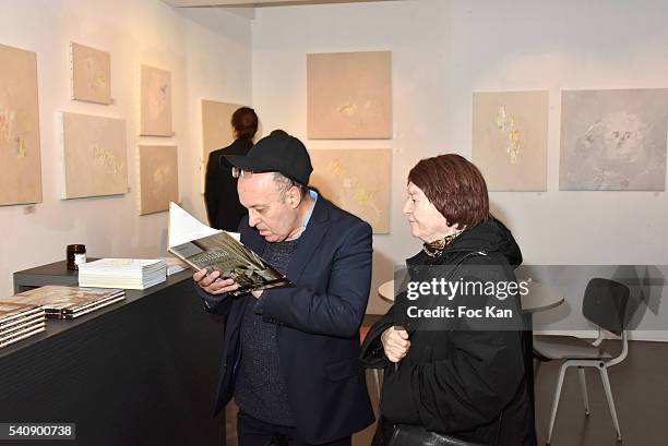 General view of atmosphere during 'Je Vois un Cypres Pres de Bone' Safia Haddad tribute to her father Malek Haddad Exhibition Preview at Galerie...