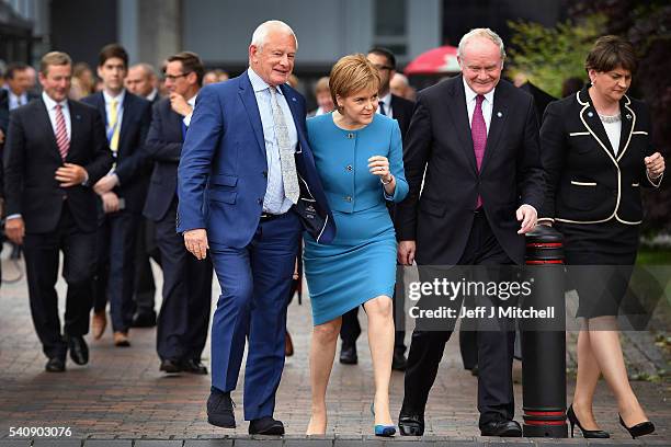 Allan Bell Chief Minister Isle of Man Government,Nicola Sturgeon the First Minister of Scotland, Martin McGuinness deputy First Minister of Northern...